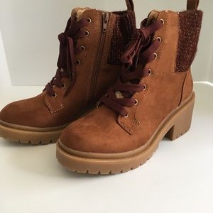 POP Collateral Women’s Boots, Size 7M, Brown, Laced, Suede-Feel, Combat,NWOT